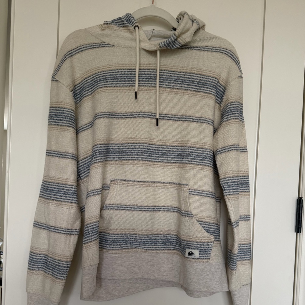 Quicksilver men’s/womens Striped Cream & Blue Pullover Hoodie